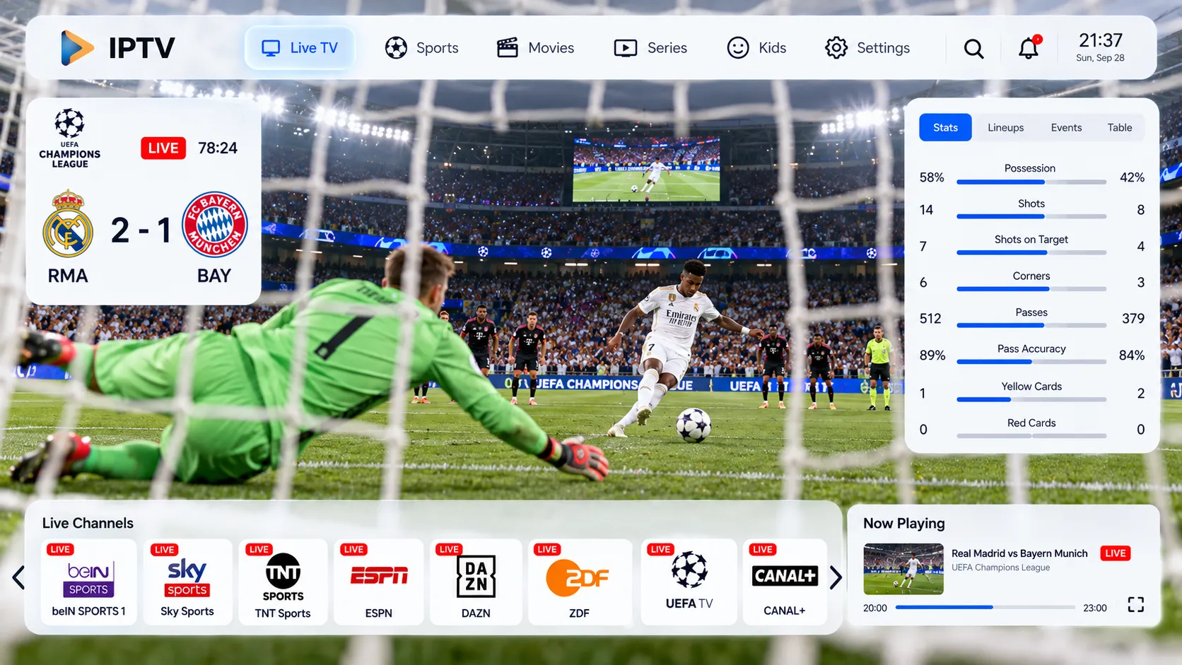 Android-TV-Fernseher mit IPTV-Player und elektronischem Programmführer