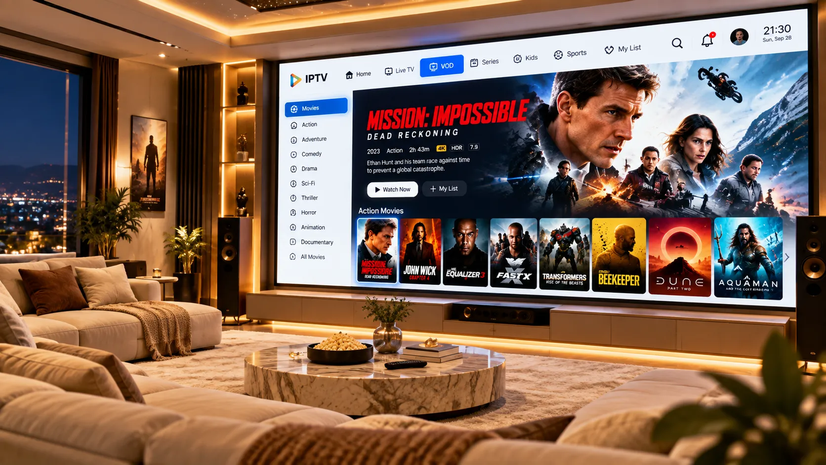 Samsung Smart TV mit IPTV-App im Hauptmenü